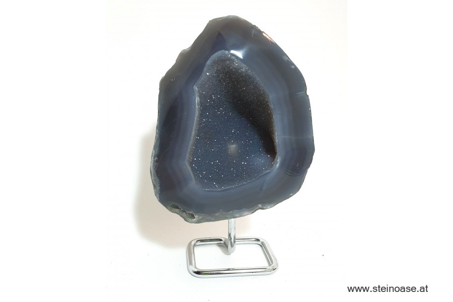 Amethyst Druse mit Achat auf Ständer